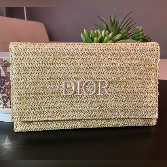 Dior Tan Woven Cosmetic Bag Luxury - Picture 2 of 9